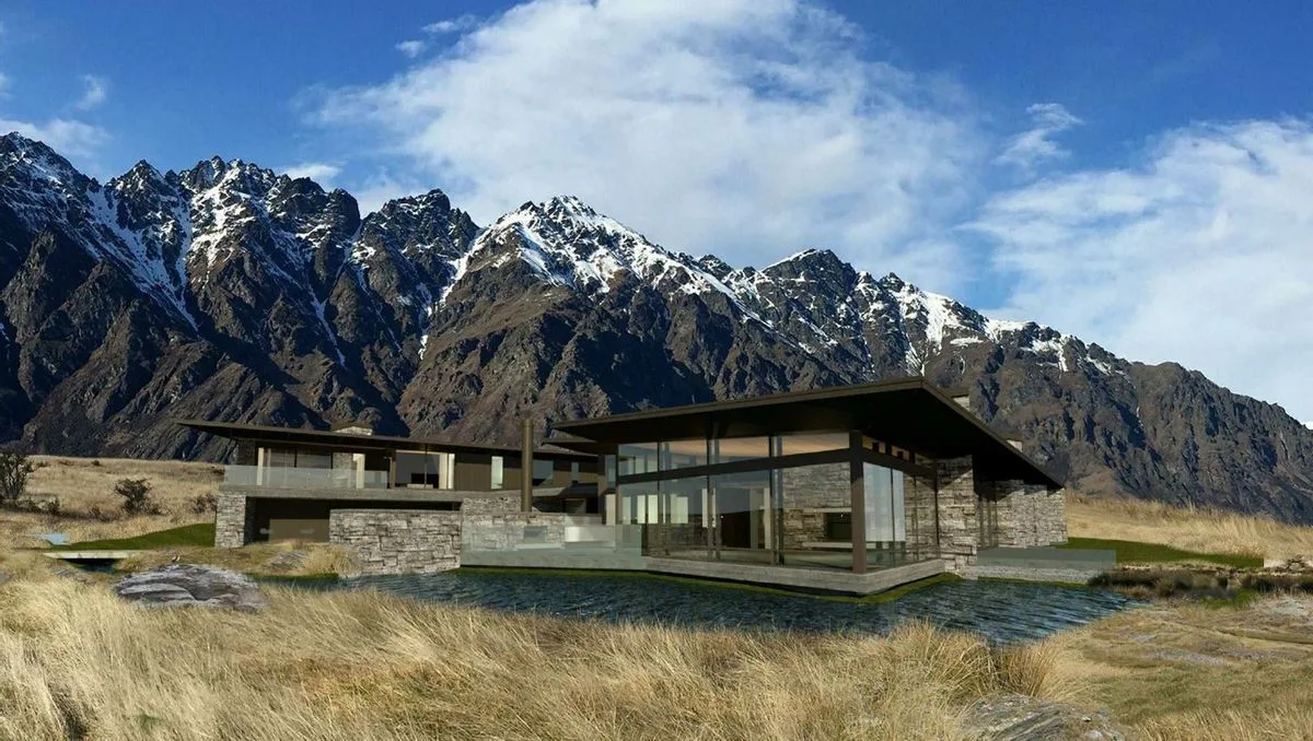 Hidden Island architectural home beneath the Remarkables at Jacks Point