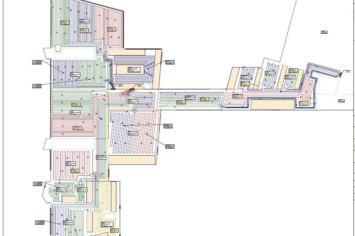 Hidden Island heating and plumbing system layout drawing